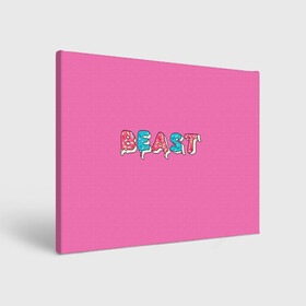 Холст прямоугольный с принтом Mr Beast Donut (Pink edition) в Екатеринбурге, 100% ПВХ |  | arts | mr beast | mrbeast | youtube | арты | блогеры | мистер бист | прикольные надписи | ютуб | ютуберы