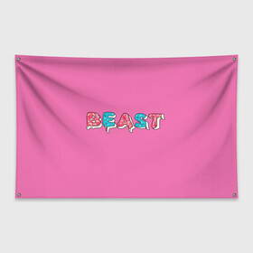 Флаг-баннер с принтом Mr Beast Donut (Pink edition) в Екатеринбурге, 100% полиэстер | размер 67 х 109 см, плотность ткани — 95 г/м2; по краям флага есть четыре люверса для крепления | arts | mr beast | mrbeast | youtube | арты | блогеры | мистер бист | прикольные надписи | ютуб | ютуберы