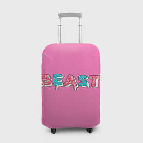 Чехол для чемодана 3D с принтом Mr Beast Donut (Pink edition) в Екатеринбурге, 86% полиэфир, 14% спандекс | двустороннее нанесение принта, прорези для ручек и колес | arts | mr beast | mrbeast | youtube | арты | блогеры | мистер бист | прикольные надписи | ютуб | ютуберы