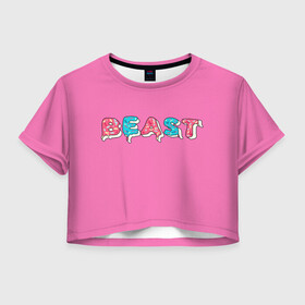 Женская футболка Crop-top 3D с принтом Mr Beast Donut (Pink edition) в Екатеринбурге, 100% полиэстер | круглая горловина, длина футболки до линии талии, рукава с отворотами | arts | mr beast | mrbeast | youtube | арты | блогеры | мистер бист | прикольные надписи | ютуб | ютуберы