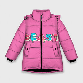 Зимняя куртка для девочек 3D с принтом Mr Beast Donut (Pink edition) в Екатеринбурге, ткань верха — 100% полиэстер; подклад — 100% полиэстер, утеплитель — 100% полиэстер. | длина ниже бедра, удлиненная спинка, воротник стойка и отстегивающийся капюшон. Есть боковые карманы с листочкой на кнопках, утяжки по низу изделия и внутренний карман на молнии. 

Предусмотрены светоотражающий принт на спинке, радужный светоотражающий элемент на пуллере молнии и на резинке для утяжки. | arts | mr beast | mrbeast | youtube | арты | блогеры | мистер бист | прикольные надписи | ютуб | ютуберы