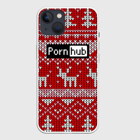 Чехол для iPhone 13 с принтом Porn Hub новогодний в Екатеринбурге,  |  | deer | holiday | new year | pattern | новый год | олень | праздник | узор