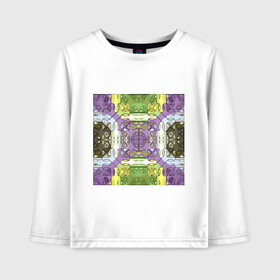 Детский лонгслив хлопок с принтом Коллекция Фрактальная мозаика Фиолетово-зеленый Квадрат в Екатеринбурге, 100% хлопок | круглый вырез горловины, полуприлегающий силуэт, длина до линии бедер | Тематика изображения на принте: abstraction | fractal | green | mosaic | pattern | purple | yellow | абстракция | желтый | зеленый | мозайка | на витрину | узор | фиолетовый | фрактал