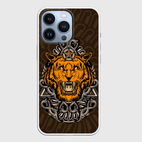 Чехол для iPhone 13 Pro с принтом Тигр в треугольнике в Екатеринбурге,  |  | tiger | восточный тигр | год тигра | голова | кошка | тигр | тигренок | хищник