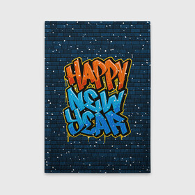 Обложка для автодокументов с принтом С Новым Годом граффити / Happy New Year graffiti в Екатеринбурге, натуральная кожа |  размер 19,9*13 см; внутри 4 больших “конверта” для документов и один маленький отдел — туда идеально встанут права | graffiti | wall | граффити | зима | новый год | рождество | снег | снежинка | стена