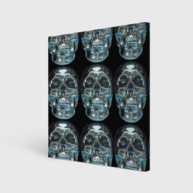 Холст квадратный с принтом Skulls pattern 2028 в Екатеринбурге, 100% ПВХ |  | fashion | future | pattern | skull | vanguard | авангард | будущее | мода | стекло | узор | череп