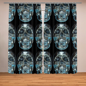 Фотошторы с принтом Skulls pattern 2028 в Екатеринбурге, Блэкаут (светозащита 90%) / Габардин (светозащита 40% | 2 полотна шириной по 145 см; Высота 200-300 см; Крепление: шторная лента (на крючки); | fashion | future | pattern | skull | vanguard | авангард | будущее | мода | стекло | узор | череп