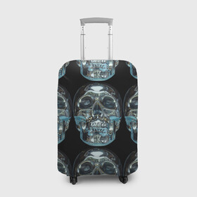 Чехол для чемодана 3D с принтом Skulls pattern 2028 в Екатеринбурге, 86% полиэфир, 14% спандекс | двустороннее нанесение принта, прорези для ручек и колес | fashion | future | pattern | skull | vanguard | авангард | будущее | мода | стекло | узор | череп