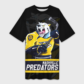 Платье-футболка 3D с принтом Нэшвилл Предаторз, Nashville Predators в Екатеринбурге,  |  | hockey | nashville | nashville predators | nhl | predators | usa | нхл | нэшвилл | нэшвилл предаторз | предаторз | спорт | сша | хоккей | шайба