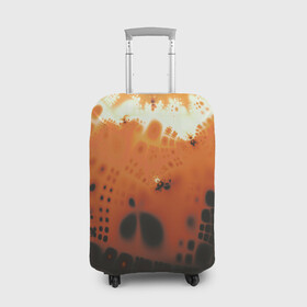 Чехол для чемодана 3D с принтом Коллекция Journey Оранжевый взрыв 126-3 2 в Екатеринбурге, 86% полиэфир, 14% спандекс | двустороннее нанесение принта, прорези для ручек и колес | abstraction | black | bright | fractal | orange | абстракция | на витрину | оранжевый | фрактал | черный | яркий
