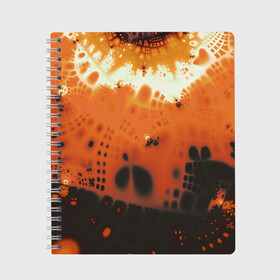 Тетрадь с принтом Коллекция Journey Оранжевый взрыв 126-3 2 в Екатеринбурге, 100% бумага | 48 листов, плотность листов — 60 г/м2, плотность картонной обложки — 250 г/м2. Листы скреплены сбоку удобной пружинной спиралью. Уголки страниц и обложки скругленные. Цвет линий — светло-серый
 | Тематика изображения на принте: abstraction | black | bright | fractal | orange | абстракция | на витрину | оранжевый | фрактал | черный | яркий