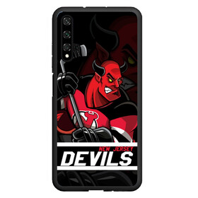 Чехол для Honor 20 с принтом Нью Джерси Девилз New Jersey Devils в Екатеринбурге, Силикон | Область печати: задняя сторона чехла, без боковых панелей | devils | hockey | new jersey | new jersey devils | nhl | usa | девилз | нхл | ньюджерси | ньюджерси девилз | спорт | сша | хоккей | шайба