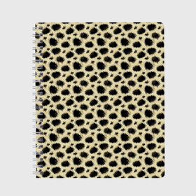 Тетрадь с принтом Шкура Леопарда (Leopard) в Екатеринбурге, 100% бумага | 48 листов, плотность листов — 60 г/м2, плотность картонной обложки — 250 г/м2. Листы скреплены сбоку удобной пружинной спиралью. Уголки страниц и обложки скругленные. Цвет линий — светло-серый
 | Тематика изображения на принте: jaguar | leopard | ocelot | predator | гепард | дикая кошка | животное | зверь | кот | леопард | леопардовые пятна | оцелот | хищная кошка | хищник | ягуар