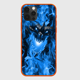 Чехол для iPhone 12 Pro с принтом Дракон в синем пламени Dragon in blue flame в Екатеринбурге, силикон | область печати: задняя сторона чехла, без боковых панелей | dragon | дракон | миф | монстр | огонь | пламя | фэнтези