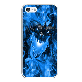 Чехол для iPhone 5/5S матовый с принтом Дракон в синем пламени Dragon in blue flame в Екатеринбурге, Силикон | Область печати: задняя сторона чехла, без боковых панелей | dragon | дракон | миф | монстр | огонь | пламя | фэнтези