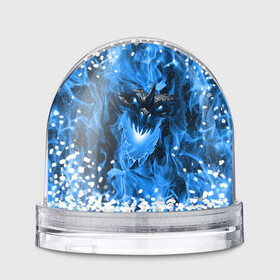 Игрушка Снежный шар с принтом Дракон в синем пламени Dragon in blue flame в Екатеринбурге, Пластик | Изображение внутри шара печатается на глянцевой фотобумаге с двух сторон | Тематика изображения на принте: dragon | дракон | миф | монстр | огонь | пламя | фэнтези