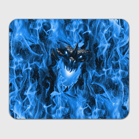 Прямоугольный коврик для мышки с принтом Дракон в синем пламени Dragon in blue flame в Екатеринбурге, натуральный каучук | размер 230 х 185 мм; запечатка лицевой стороны | dragon | дракон | миф | монстр | огонь | пламя | фэнтези
