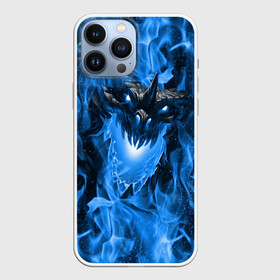 Чехол для iPhone 13 Pro Max с принтом Дракон в синем пламени   Dragon in blue flame в Екатеринбурге,  |  | Тематика изображения на принте: dragon | дракон | миф | монстр | огонь | пламя | фэнтези