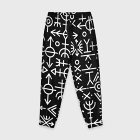Детские брюки 3D с принтом Скандинавские руны, Славянские символы в Екатеринбурге, 100% полиэстер | манжеты по низу, эластичный пояс регулируется шнурком, по бокам два кармана без застежек, внутренняя часть кармана из мелкой сетки | runes | викинг | викинги | древние знаки | знаки | норвегия | норвежские | руны | русь | символы | скандинавия | скандинавские | славяне | славянская символика