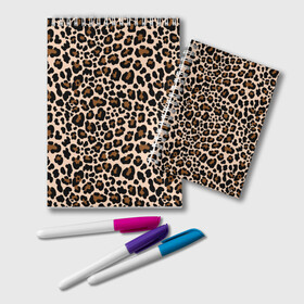 Блокнот с принтом Леопардовые Пятна в Екатеринбурге, 100% бумага | 48 листов, плотность листов — 60 г/м2, плотность картонной обложки — 250 г/м2. Листы скреплены удобной пружинной спиралью. Цвет линий — светло-серый
 | Тематика изображения на принте: jaguar | leopard | ocelot | predator | гепард | дикая кошка | животное | зверь | кот | леопард | леопардовые пятна | оцелот | хищная кошка | хищник | ягуар