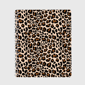 Тетрадь с принтом Леопардовые Пятна в Екатеринбурге, 100% бумага | 48 листов, плотность листов — 60 г/м2, плотность картонной обложки — 250 г/м2. Листы скреплены сбоку удобной пружинной спиралью. Уголки страниц и обложки скругленные. Цвет линий — светло-серый
 | Тематика изображения на принте: jaguar | leopard | ocelot | predator | гепард | дикая кошка | животное | зверь | кот | леопард | леопардовые пятна | оцелот | хищная кошка | хищник | ягуар