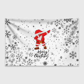 Флаг-баннер с принтом Santa Dabbing идет снег. в Екатеринбурге, 100% полиэстер | размер 67 х 109 см, плотность ткани — 95 г/м2; по краям флага есть четыре люверса для крепления | 2022 | dabbing | happy new year | merry christmas | santa dabbing | год тигра | зима близко | нг | новогодний | новогодний тигр | новый год | новый год 2022 | рождество | символ 2022 года | снег | снежинки