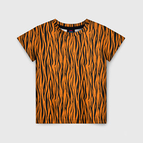 Детская футболка 3D с принтом Тигровые Полосы в Екатеринбурге, 100% гипоаллергенный полиэфир | прямой крой, круглый вырез горловины, длина до линии бедер, чуть спущенное плечо, ткань немного тянется | animal | beast | cat | predator | tiger | амурский тигр | белый тигр | год тигра | животное | зверь | кот | полосатая кошка | саблезубый тигр | тигр | хищник | царь джунглей | шерхан