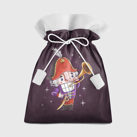 Подарочный 3D мешок с принтом Рождественский Щелкунчик в Екатеринбурге, 100% полиэстер | Размер: 29*39 см | Тематика изображения на принте: nut cracker | nutcracker | новогодний | новогодняя сказка | новый год | рождество | сказка | снежинка | щелкунчик