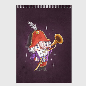 Скетчбук с принтом Рождественский Щелкунчик в Екатеринбурге, 100% бумага
 | 48 листов, плотность листов — 100 г/м2, плотность картонной обложки — 250 г/м2. Листы скреплены сверху удобной пружинной спиралью | Тематика изображения на принте: nut cracker | nutcracker | новогодний | новогодняя сказка | новый год | рождество | сказка | снежинка | щелкунчик