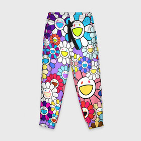 Детские брюки 3D с принтом Цветы Takashi Murakami в Екатеринбурге, 100% полиэстер | манжеты по низу, эластичный пояс регулируется шнурком, по бокам два кармана без застежек, внутренняя часть кармана из мелкой сетки | flowers | pop art | superflat | takashi murakami | арт | глаза | дизайн | исскуство | разноцветные цветы | супефлэт | такаси мураками | такаши мураками | художник | цветы