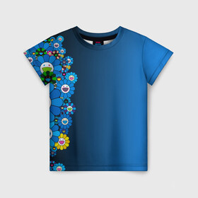 Детская футболка 3D с принтом Takashi Murakami в Екатеринбурге, 100% гипоаллергенный полиэфир | прямой крой, круглый вырез горловины, длина до линии бедер, чуть спущенное плечо, ткань немного тянется | takashi murakami | абстракция | градиент | смайлы | такаси мураками | цветы