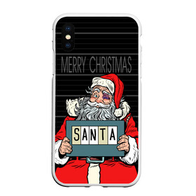 Чехол для iPhone XS Max матовый с принтом Merry Christmas Санта с синяком в Екатеринбурге, Силикон | Область печати: задняя сторона чехла, без боковых панелей | at the police station | bad | criminal | happy christmas | holds | nameplate | new year | santa claus | держит | новый год | преступник | санта клаус | счастливого рождества | табличка с именем