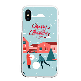 Чехол для iPhone XS Max матовый с принтом Merry Christmas Cчастливого Рождества в Екатеринбурге, Силикон | Область печати: задняя сторона чехла, без боковых панелей | Тематика изображения на принте: 2022 | christmas | cчастливого | merry | год | елка | новый | праздник | рождества | снег | снеговик