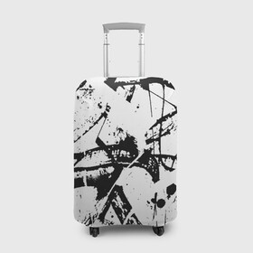 Чехол для чемодана 3D с принтом GRUNGE TRIP в Екатеринбурге, 86% полиэфир, 14% спандекс | двустороннее нанесение принта, прорези для ручек и колес | grunge | абстракция | граундж | грязный | кляксы | пестрый | черно белый