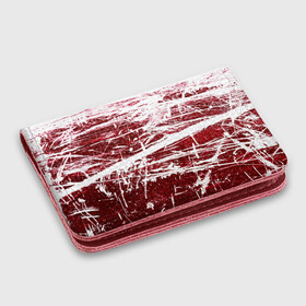 Картхолдер с принтом с принтом CRAZY RED в Екатеринбурге, натуральная матовая кожа | размер 7,3 х 10 см; кардхолдер имеет 4 кармана для карт; | абстракция | красно белый | красный | пестрый | царапины