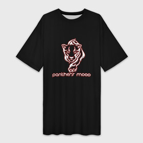 Платье-футболка 3D с принтом Panther s mood в Екатеринбурге,  |  | африка | грива | животные | злой | злость | зубы | клыки | леопард | настроение | неон | неоновые принты | охота | пантера | природа | саванна | светящиеся | сердится | тайга | хищник | черная пантера