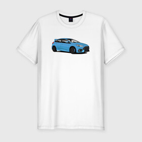 Мужская футболка хлопок Slim с принтом Ford Focus RS art в Екатеринбурге, 92% хлопок, 8% лайкра | приталенный силуэт, круглый вырез ворота, длина до линии бедра, короткий рукав | Тематика изображения на принте: focus | focusrs | ford | fordfocus | rs