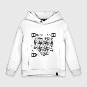 Детское худи Oversize хлопок с принтом QR Love в Екатеринбурге, френч-терри — 70% хлопок, 30% полиэстер. Мягкий теплый начес внутри —100% хлопок | боковые карманы, эластичные манжеты и нижняя кромка, капюшон на магнитной кнопке | Тематика изображения на принте: coronavirus | covid | covid19 | l | qr code | qr код | sputnik | вакцина | вакцинация | вирус | здоровье | изоляция | иммунитет | карантин | ковид | код | корона | коронавирус | маркировка | маска | пандемия | паспорт