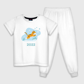 Детская пижама хлопок с принтом Тигр 2022 минимализм в Екатеринбурге, 100% хлопок |  брюки и футболка прямого кроя, без карманов, на брюках мягкая резинка на поясе и по низу штанин
 | 2022 | год тигра | новый год | новый год 2022 | символ года | тигр | тигренок | тигрица | тигры