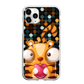 Чехол для iPhone 11 Pro матовый с принтом Крейзи тигр с сердцем в Екатеринбурге, Силикон |  | 2022 | год тигра | крейзи | кружочки | новый год | сердце | тигр | хищник