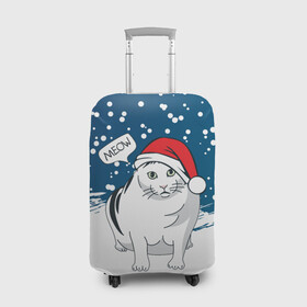 Чехол для чемодана 3D с принтом НОВОГОДНИЙ КОТ БЕНДЕР (МЕМ) в Екатеринбурге, 86% полиэфир, 14% спандекс | двустороннее нанесение принта, прорези для ручек и колес | 2022 | 22 | bender | cat | christmas | meme | memes | meow | merry | new | snow | winter | year | бендер | год | зима | кот | кошка | мем | мемы | мяй | новый | рождество | снег | толстый