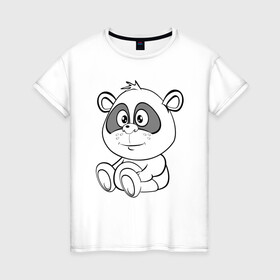 Женская футболка хлопок с принтом Пандочка в подгузниках в Екатеринбурге, 100% хлопок | прямой крой, круглый вырез горловины, длина до линии бедер, слегка спущенное плечо | веселье | детские | для девушек | для детей | китай | медведь | медвежонок | мультики | панда | пандочка | сказка | сказочные | удивление