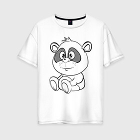 Женская футболка хлопок Oversize с принтом Пандочка в подгузниках в Екатеринбурге, 100% хлопок | свободный крой, круглый ворот, спущенный рукав, длина до линии бедер
 | веселье | детские | для девушек | для детей | китай | медведь | медвежонок | мультики | панда | пандочка | сказка | сказочные | удивление