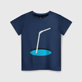 Детская футболка хлопок с принтом Коктейль 01 в Екатеринбурге, 100% хлопок | круглый вырез горловины, полуприлегающий силуэт, длина до линии бедер | yaay | вода | газировка | иллюзия | коктейль | напиток | оп арт | пить воду | прикол | прорубь | трубочка