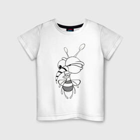 Детская футболка хлопок с принтом Злой комаришка в Екатеринбурге, 100% хлопок | круглый вырез горловины, полуприлегающий силуэт, длина до линии бедер | веселье | детские | для девушек | для детей | змей горыныч | комар | комарик | крылья | мультики | муха | насекомые | сказка | сказочные