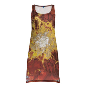 Платье-майка 3D с принтом Коллекция Journey Обжигающее солнце 396-134 в Екатеринбурге, 100% полиэстер | полуприлегающий силуэт, широкие бретели, круглый вырез горловины, удлиненный подол сзади. | abstraction | fractal | orange | red | sunny | yellow | абстракция | желтый | красный | оранжевый | солнечный | фрактал
