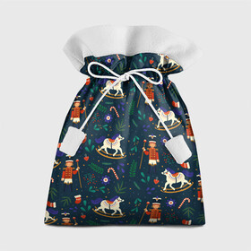 Подарочный 3D мешок с принтом Рождественский узор Щелкунчик в Екатеринбурге, 100% полиэстер | Размер: 29*39 см | ламповый свитер | новогодний узор | новый год | паттерн | рождественский свитер | рождество | щелкунчик