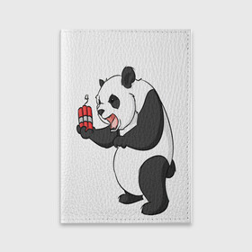Обложка для паспорта матовая кожа с принтом Взрывная панда в Екатеринбурге, натуральная матовая кожа | размер 19,3 х 13,7 см; прозрачные пластиковые крепления | bomb | dinamit | panda | бомба | динамит | животное | панда