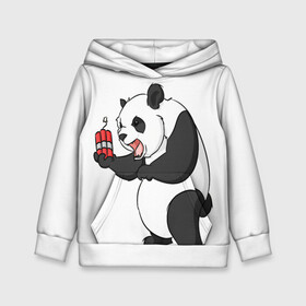 Детская толстовка 3D с принтом Взрывная панда в Екатеринбурге, 100% полиэстер | двухслойный капюшон со шнурком для регулировки, мягкие манжеты на рукавах и по низу толстовки, спереди карман-кенгуру с мягким внутренним слоем | bomb | dinamit | panda | бомба | динамит | животное | панда