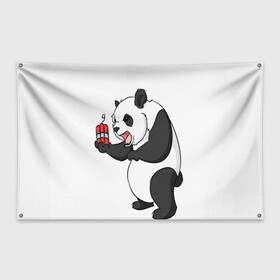 Флаг-баннер с принтом Взрывная панда в Екатеринбурге, 100% полиэстер | размер 67 х 109 см, плотность ткани — 95 г/м2; по краям флага есть четыре люверса для крепления | bomb | dinamit | panda | бомба | динамит | животное | панда